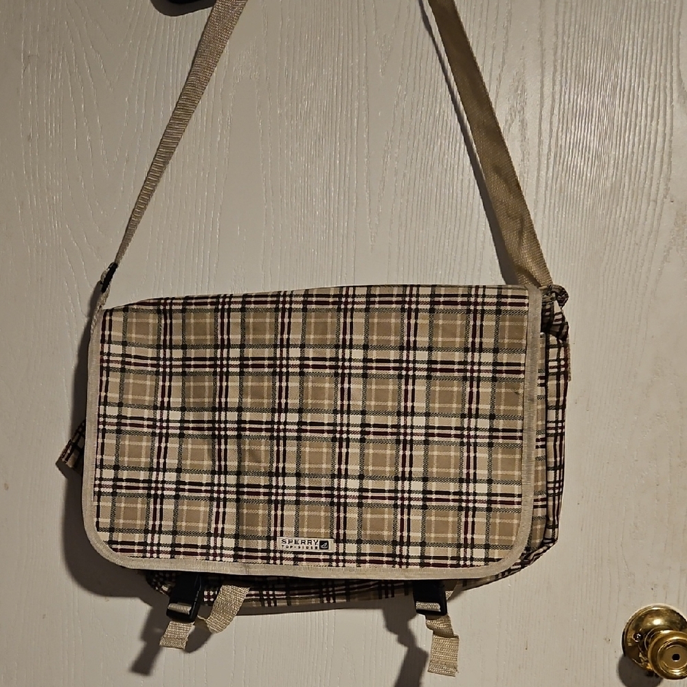 Sperry Tan Plaid Men's Messenger Bag